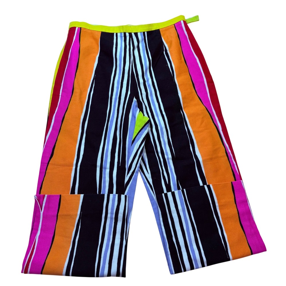 Madison Studio Womens Size 4 Multi Color Vertical Stripe Wide Leg Cropped Pants
